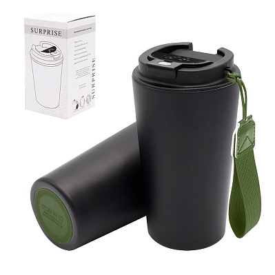 Термокружка Surprise To Go с индикатором, чёрная/хаки (Чёрный/хаки)