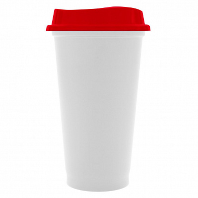 Стакан с крышкой Color Cap White, белый с красным (Красный)