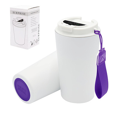 Термокружка Surprise To Go с индикатором, белая/фиолетовая (Белый/фиолетовый)