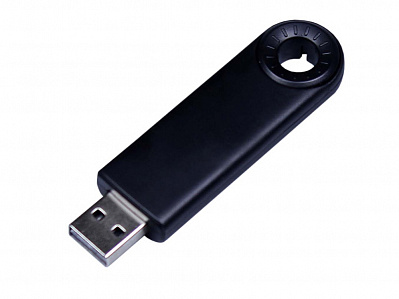 USB 2.0- флешка промо на 64 Гб прямоугольной формы, выдвижной механизм (Черный)