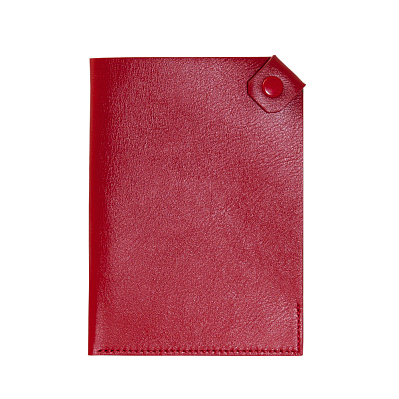 Чехол для паспорта PURE 140*100 мм., застежка на кнопке, натуральная кожа (гладкая)  (Красный)