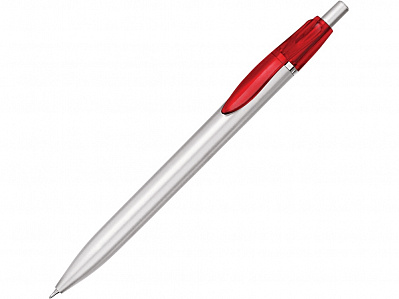 Ручка пластиковая шариковая Шепард (Серебристый/красный)