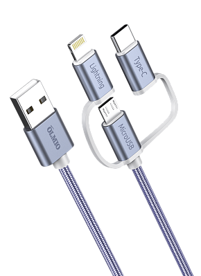 Кабель Olmio 3в1 120 см (Micro-USB Lightning Type-C)