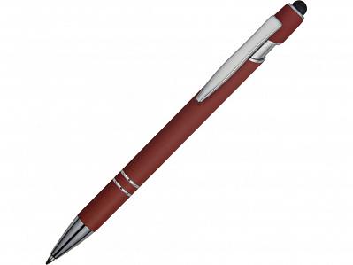 Ручка-стилус металлическая шариковая Sway soft-touch (Темно-красный/серебристый)