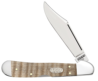 Нож перочинный ZIPPO Natural Curly Maple Mini CopperLock, 92 мм  + ЗАЖИГАЛКА ZIPPO 207 (Бежевый)