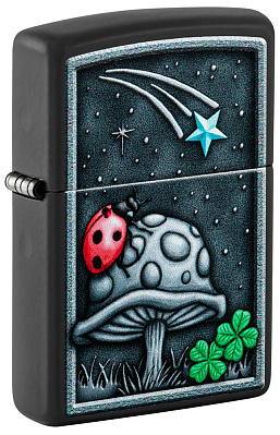 Зажигалка ZIPPO Ladybug Design с покрытием Black Matte, латунь/сталь, черная, матовая, 38x13x57 мм (Черный)