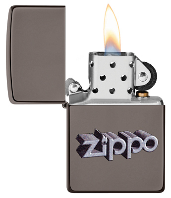Зажигалка ZIPPO Zippo Design с покрытием Black Ice®, латунь/сталь, чёрная, глянцевая, 38x13x57 мм