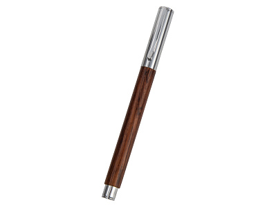Ручка роллер Падук (Ручка- коричневый, серебритсый, подарочная коробка- темно-кориневый)