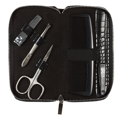 Маникюрный набор GD, 5 пр.(мужской дорожный набор). Футляр: искусственная кожа, цвет черный