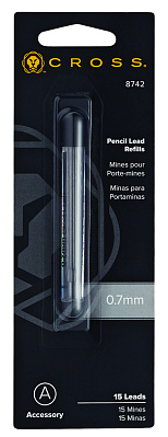 Грифели Cross для механических карандашей без кассеты 0.7мм (15 шт); блистер (Серый)