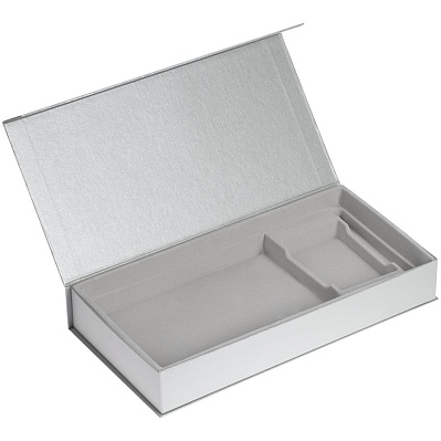Коробка Planning с ложементом под набор с планингом, ежедневником и ручкой, серебристая (Серебристый)