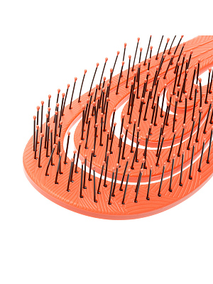 Щетка Dewal Beauty серия "Ocean wave", продувная, с нейлоновым штифтом, форма волна, оранжевая