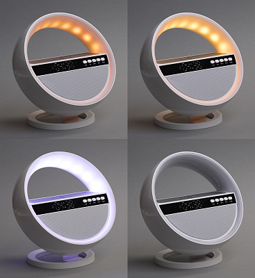 Bluetooth колонка "Smart Orb" 5Вт с беспроводным (15W) ЗУ, лампой, часами, FM радио, белый