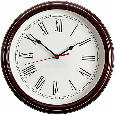 Часы настенные Flat Circle, коричневые (Коричневый)