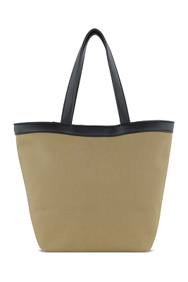 Сумка-тоут женская маленькая BUGATTI Elena, песочная, канвас, полиуретан, 33 x 15,5 x 24 см