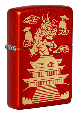 Зажигалка ZIPPO Eastern Design с покрытием Metallic Red, латунь/сталь, красная, 38x13x57 мм