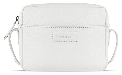 Сумка кросс-боди женская BUGATTI Elsa, белая, воловья кожа/полиэстер, 19х5,5х14 см