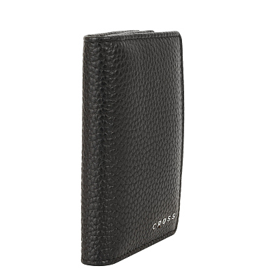 Визитница Cross Hudson Black, кожа наппа, фактурная, чёрный, 10,5 х 7,5 х 2 см
