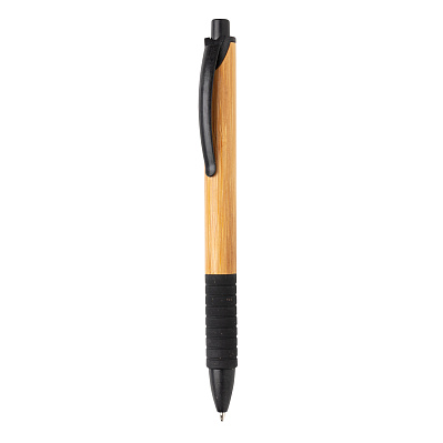 Ручка из бамбука и пшеничной соломы (Черный;)