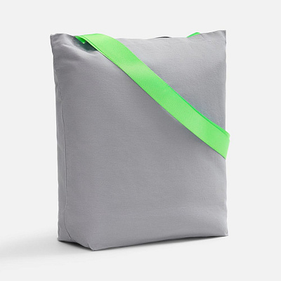 Шопер B5  с широкими зелеными ручками (Серый)