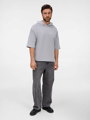 Футболка оверсайз унисекс с капюшоном Neofit, светло-серая