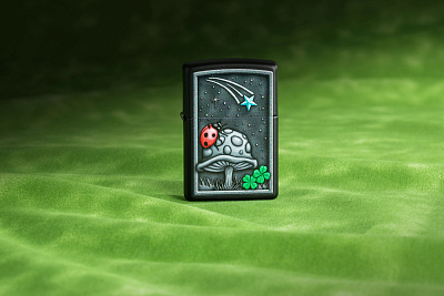 Зажигалка ZIPPO Ladybug Design с покрытием Black Matte, латунь/сталь, черная, матовая, 38x13x57 мм