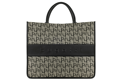 Сумка-тоут BUGATTI Elea, бежево-черный цвет, жаккард/воловья кожа/полиэстер 41 х 15 х 34,5 см