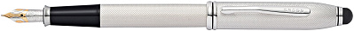 Перьевая ручка Cross Townsend со стилусом 8мм. Цвет - платиновый, перо - золото 18К Solid Gold/родий (Серебристый)