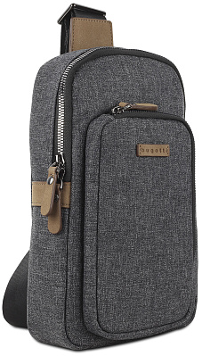 Рюкзак с одним плечевым ремнем BUGATTI Luce , полиэстер, 17х6х27 см (Серый)