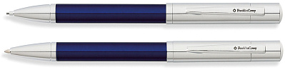 Набор FranklinCovey Greenwich: шариковая ручка и карандаш 0.9мм. Цвет - синий + хромовый. (Синий)