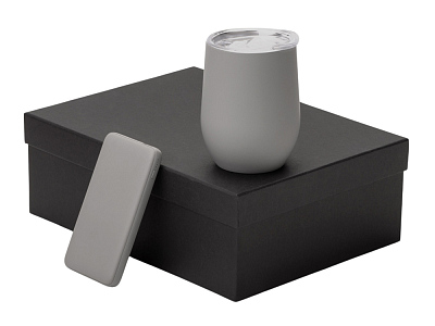 Подарочный набор COLOR IT с термокружкой и повербанком (Серый)