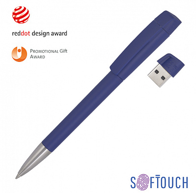 Ручка с флеш-картой USB 16GB «TURNUSsofttouch M»  (Темно-синий)