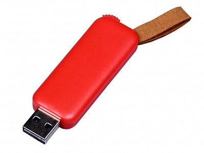 USB 2.0- флешка промо на 64 Гб прямоугольной формы, выдвижной механизм (Красный)