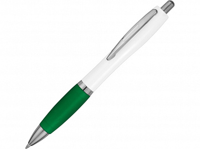 Ручка пластиковая шариковая Nash (Белый/зеленый/серебристый)