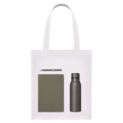 Подарочный набор Medium  (шоппер, ежедневник, ручка, термобутылка) (Серый)