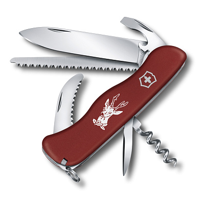 Нож перочинный VICTORINOX Hunter, 111 мм, 12 функций, с фиксатором лезвия  (Красный)