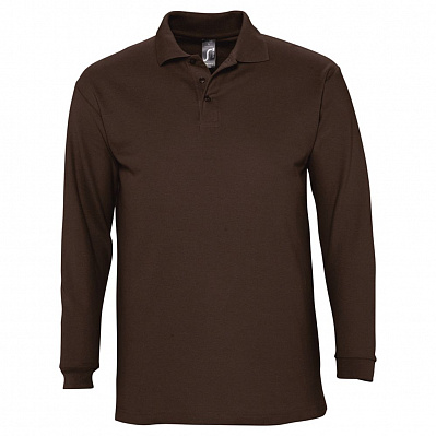 Рубашка поло мужская с длинным рукавом Winter II 210 шоколадно-коричневая (Шоколадный)