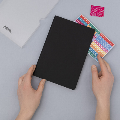 Ежедневник Спарк (Spark) недатированный, черный (с упаковкой, со стикерами)