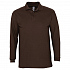 Рубашка поло мужская с длинным рукавом Winter II 210 шоколадно-коричневая - Фото 1
