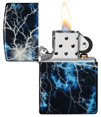 Зажигалка ZIPPO Lightning с покрытием Glow In The Dark Green, латунь/сталь, черная, 38x13x57 мм