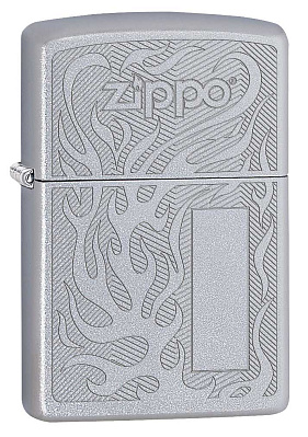 Зажигалка ZIPPO с покрытием Satin Chrome, латунь/сталь, серебристая, матовая, 38x13x57 мм (Серебристый)