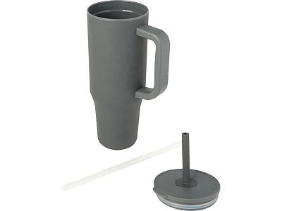 Герметичная термокружка Brady с силиконовой трубочкой, переработанная сталь, 900 мл