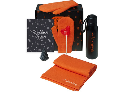 Подарочный набор Re:Air с варежками, шарфом и термосом (Оранжевый)