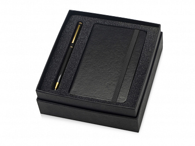 Подарочный набор Reporter с ручкой и блокнотом А6 (Черный/золотистый)