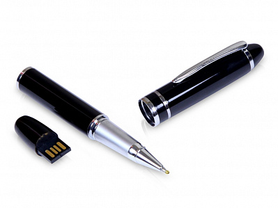 USB 2.0- флешка на 16 Гб в виде ручки с мини чипом (Черный)