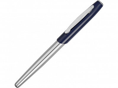 Ручка металлическая роллер Geneva (Серебристый/синий)