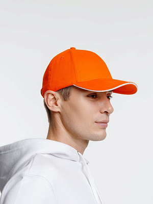 Бейсболка Spiker, оранжевая с белым