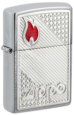 Зажигалка ZIPPO Classic с покрытием Brushed Chrome, латунь/сталь, серебристая, 38x13x57 мм (Серебристый)