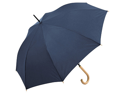 Зонт-трость Okobrella с деревянной ручкой и куполом из переработанного пластика (Navy)