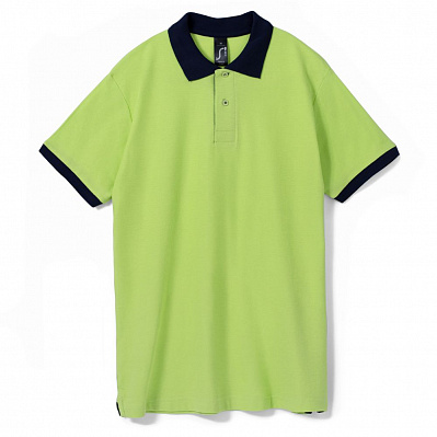 Рубашка поло Prince 190  с темно-синим (Зеленое яблоко)